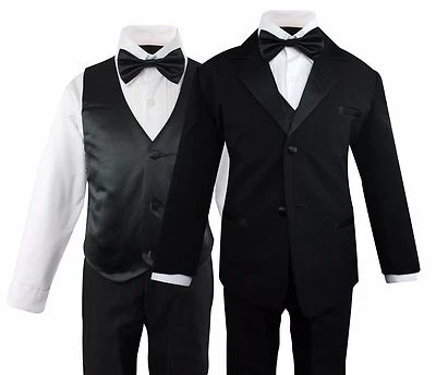 Boys Formal Tuxedo Suit 5 Pieces Set Set Wedding Party Toddler Size 2T to 14 - Image 1 of 4