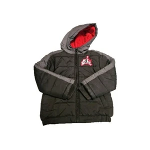 Air Jordan Nike Boys Black Hooded Puffer Jacket Coat Zip Up size 4T - Picture 1 of 4