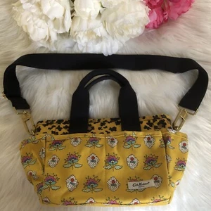 Cath Kidston Mini Trip Cross Body Leopard Print Yellow Handbag Cotton PVC Coated - Picture 1 of 17