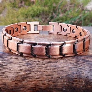 Men's Bracelet Magnetic Therapy Arthritis Pain Relief Pure Solid Copper Bangle - Picture 1 of 5