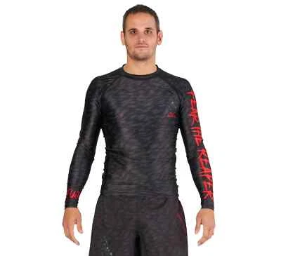 Protector contra erupciones Fuji Fear the Reaper MMA BJJ Jiu Jitsu manga larga LS - negro/rojo Foto 1 de 4