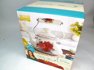 The Pioneer Woman Teapot CHEERFUL ROSE 1.9 Quart NIB Enamel on Steel Floral - Picture 1 of 3
