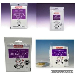 Caroline Extra Large Roasting Bags With Ties Self Adhesive Labels Jam Pot Covers - Picture 1 of 9