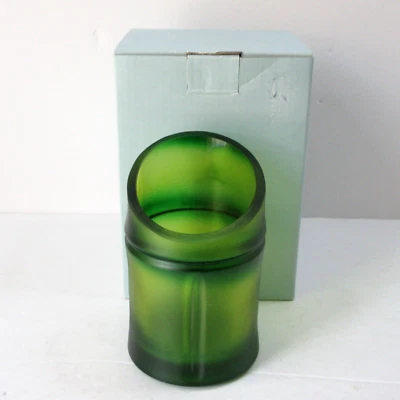 Party Lite Bamboo Tealight Holder Green Glass Candle Holder P90661 - Image 1 of 4