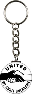 Keychain - "United We Shall Overcome" With Hands Shaking Key Ring #10216 - Picture 1 of 2