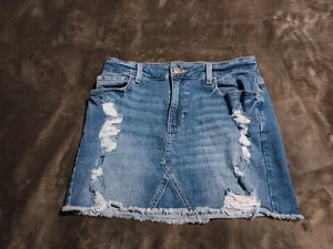 Hollister HIGH-RISE Rock Damen Größe 7 Blau Vintage Stretch Used-Look roher Saum - Bild 1 von 10