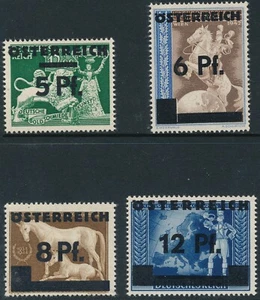Stamp Austria SC 394-7 1945 WWII Horse Derby Race Globe Overprint MNH - Picture 1 of 5
