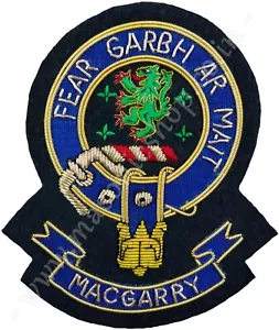 SCOTTISH CLAN CREST BADGE HAND EMBROIDERED PATCH - MACGARRY - Foto 1 di 1
