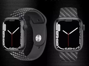 Carbon Fiber Silicone Watch Band+Full Screen Cover for Apple Watch Ultra 49mm - Picture 1 of 9