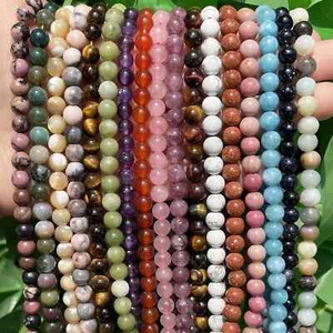 Wholesale Natural Mixed Gemstone Round Spacer Beads 4mm 6mm 8mm 10mm 12mm Pick - Picture 1 of 58