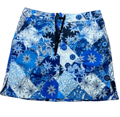 Falda Desgarrada Falda Hawaiana Mujer Grande Azul Geométrica Línea A Envoltura Verano Hawaii Foto 1 de 4