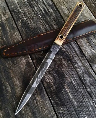 CUCHILLO DAGA DE CAZA DE ACERO AL CARBONO HECHO A MANO PERSONALIZADO - IMPUESTO DE IMPORTACIÓN PAGADO POR EL VENDEDOR Foto 1 de 3