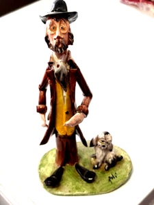VTG 'TP CERAMICHE' ITALY SIGNED POLI ART POTTERY TRAMP WITH DOG 9" FIGURINE - Picture 1 of 13