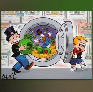 Alec Monopoly Richie And Monopoly Scrooges Vault Print On Canvas 24x36” 1:1 - Picture 1 of 5
