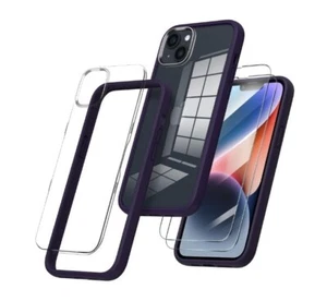 ORNARTO iPhone 14 Pro Case 6.1 Bumper Case with 2 x Screen Protectors Purple - Picture 1 of 6
