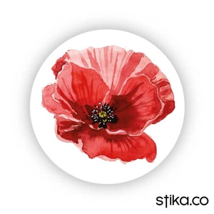 Paquete de 24 etiquetas de papel, para que no olvidemos la acuarela flor de amapola día del recuerdo - Imagen 1 de 5