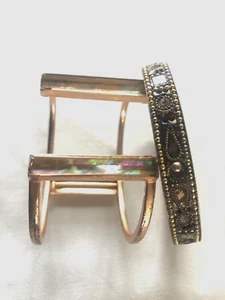 Kendra Scott Vintage Gold Cuff Bracelet w/Fire Stone & Bangle pearls & crystals - Picture 1 of 5