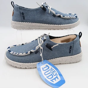 Hey Dude Wendy Chambray Damenschuhe 9 US hellblau maßgefertigt handperlenbesetzt - Bild 1 von 12