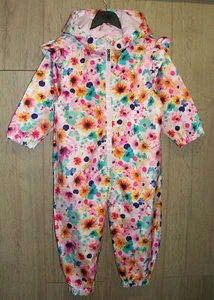 Ted Baker Girls Pink Floral Cotton Lined Puddle Suit Raincoat Age 2-3 98cm - Picture 1 of 6