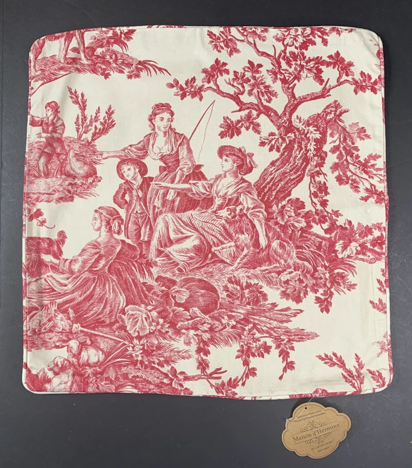 Maison d' Hermine The Miller 100 Cotton Toile Red Decorative Pillow Cover 18 by