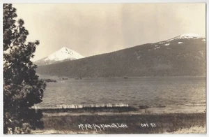1940 Klamath Lake & Mt. Pitt, Oregon - REAL PHOTO Vintage Postcard - Imagen 1 de 2