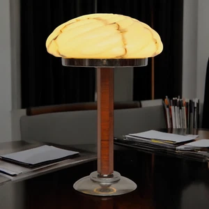 Original Art Deco Desk Lamp "MARBLE SWIRL" Banker Lamp Chrome 1930 - Picture 1 of 23
