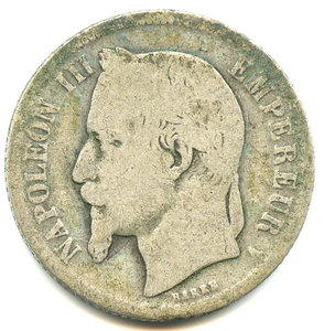 1 franc argent Napoléon III , tête laurée 1866 A n°7531 - Picture 1 of 2
