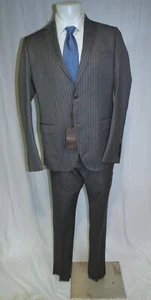 Gucci Mohair Blend Gray Striped Flat Front Two Button Suit 44L NWT - Picture 1 of 16