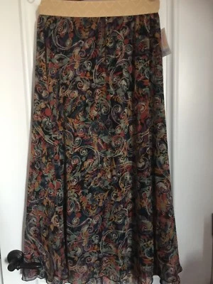 PEQUEÑA FALDA LARGA LUCY LuLaRoe púrpura amarillo naranja verde azulado remolino superposición NUEVA CON ETIQUETAS Foto 1 de 4