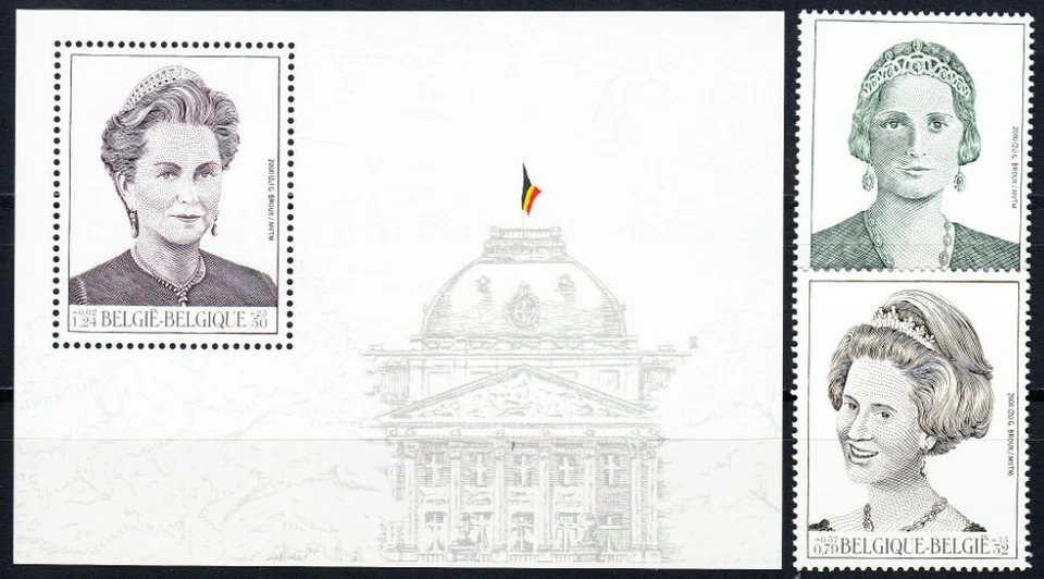Belgica**REINAS FABIOLA+Paola+Astrida-Hoja+2sellos-Rey Baudouin-2000    - Imagen 1 de 1