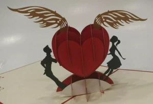 Tarjeta de San Valentín Wings of Love emergente de Hohomark NUEVA en manga de plástico - Imagen 1 de 6