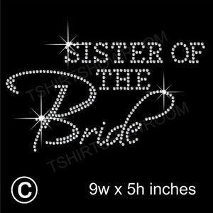 "Schwester der Braut" Party Strass Transfer Hotfix Bügelbild mit kostenlosem Geschenk - Bild 1 von 9