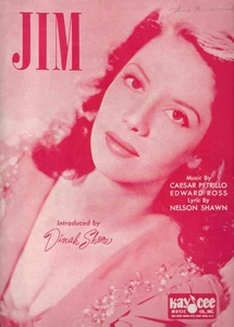 Partituras vintage "Jim" 1941 piano-voz-guitarra. Petrillo/Ross/Shawn - Imagen 1 de 2