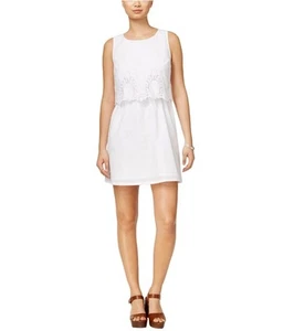 maison Jules Womens Embroidered Shift Dress, White, X-Large - Picture 1 of 1