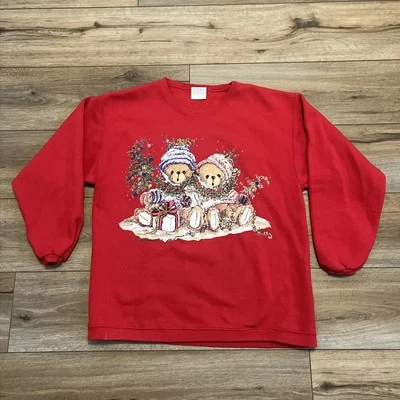 Maze Christmas Bear Sweatshirt SZ Medium Red Holiday Sweater Vintage - Image 1 of 4