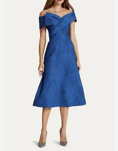 Rickie Freeman For Teri Jon NEW Jacquard Portrait Bow Cocktail Midi Dress Size 8 - Picture 1 of 23