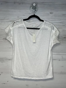 Jun & Ivy Shirt Damen Medium Spitzenärmel Leinenmischung Francescas Neu mit Etikett Sommer - Bild 1 von 11