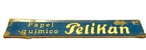 Pelikan Türschild  Blech   für Portugal  30er Jahre  43cm*7cm  " papel químico"  - Bild 1 von 3