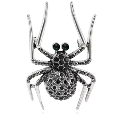 Vintage Halloween Spider Brooch Retro Rhinestone Insect Pin Costume Jewelry Gift - Image 1 of 4