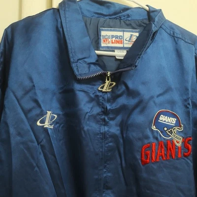 Chaqueta ligera vintage con logotipo de los New York Giants línea atlética profesional cremallera completa L Foto 1 de 4