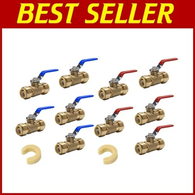 Pack of 10 Certified 1/2 Inch Push-Fit Ball Valves - Ideal for Plumbing Projects - Image 1 of 4