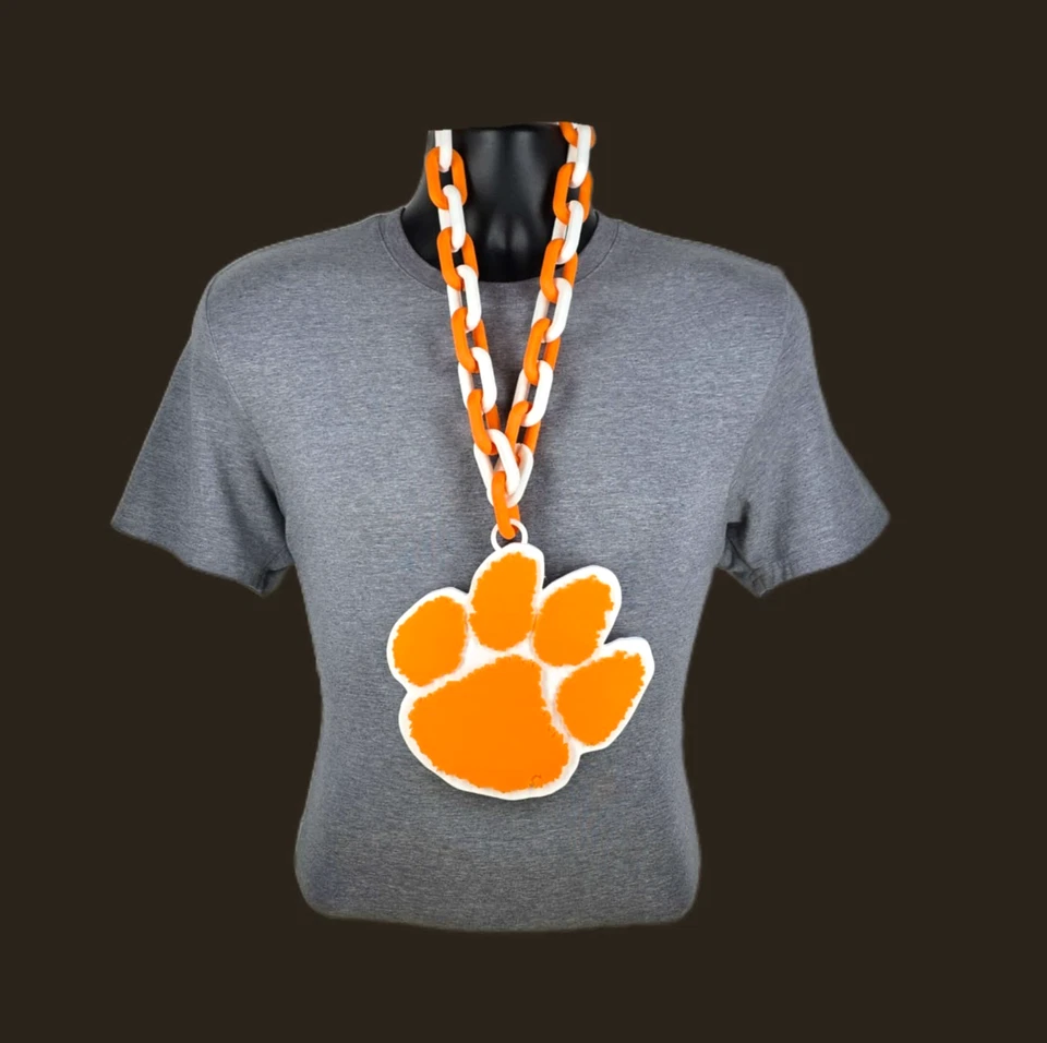 Collar Colgante Cadena Abanico Tigres Clemson NCAA Fútbol Universitario Hombre Cueva Regalo Foto 1 de 1