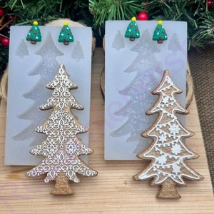 Old fashion Gingerbread Christmas tree cookie handmade silicone Mold for crafts - Picture 1 of 15