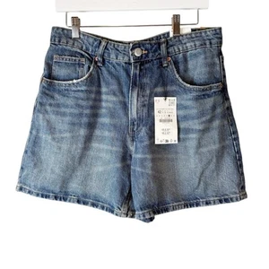 ZARA Rigid Mom Fit Bermuda Denim Shorts Sz 10 - Picture 1 of 5