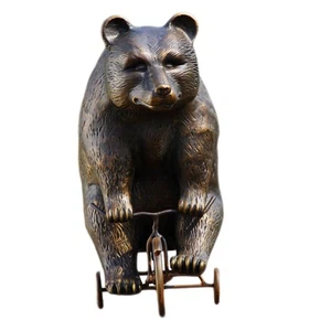 Adorable Big Bear on Little Trike Metal Yard Sculpture - Picture 1 of 1
