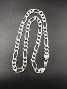 925 Sterling Silver Figaro Chain men’s Necklace Size 22” - Picture 1 of 15