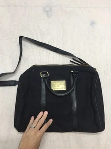 Victoria's Secret Black Canvas Weekend Travel Bag Shoulder Strap Double Handle - Picture 1 of 7