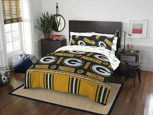 Green Bay Packers Queen Comforter Bedding Set 5 Piece NFL Northwest Licensed - Picture 1 of 4