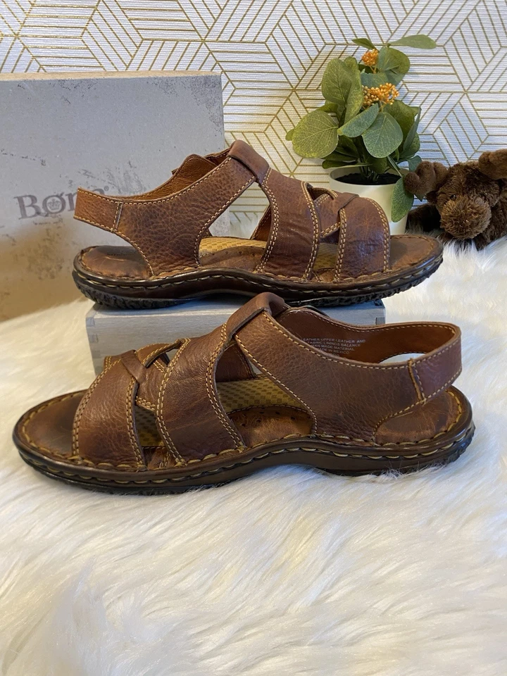 New W/ Box Born Women’s Brown Leather Fisherman Sandals Med Fit Size 8 / 39 Boho - Image 1 of 4