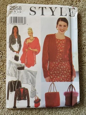 Style Bolero Jacket Bag Shawl Sewing Pattern Women’s 2958 A Size 8-18 FF  - Image 1 of 3